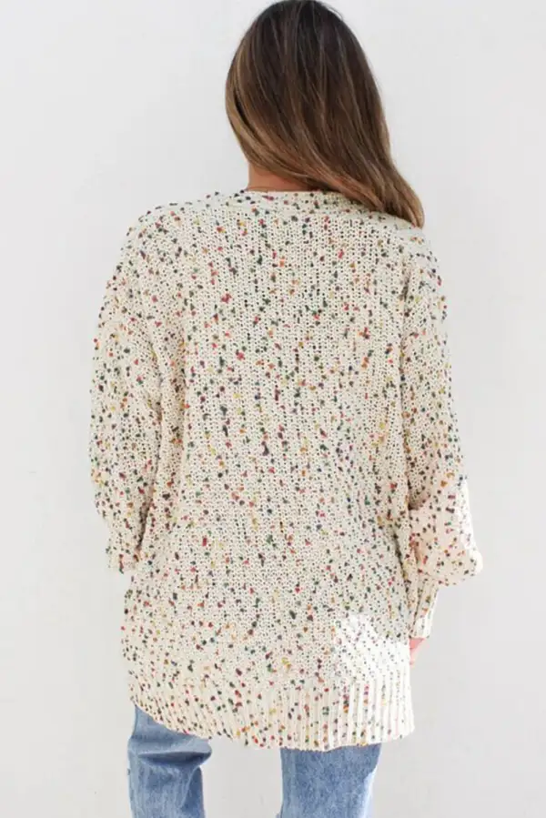 Dotted Rib Knit Long Sleeve Cardigan