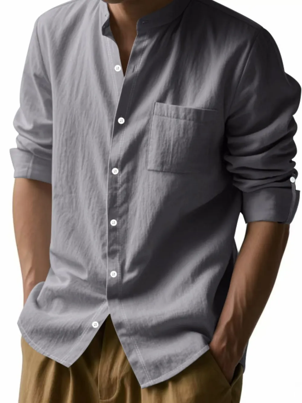 Polyester Button Down Long Sleeve Shirt