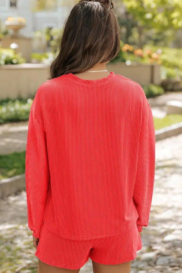 Ribbed Long Relaxed Shorts Lounge Set