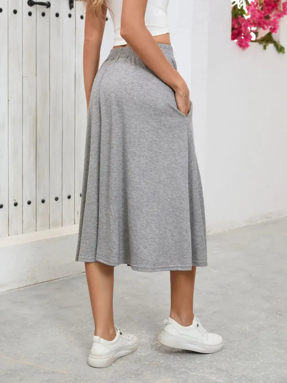 Everyday Elastic Waist Pocket Skirt