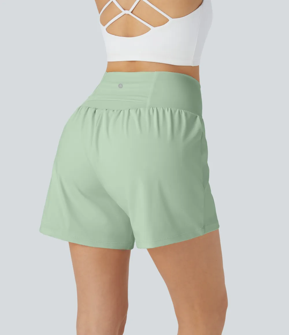 2026🔥 UK Super High Waisted Back Pocket & Side Hidden Pocket 2-in-1 Yoga Shorts