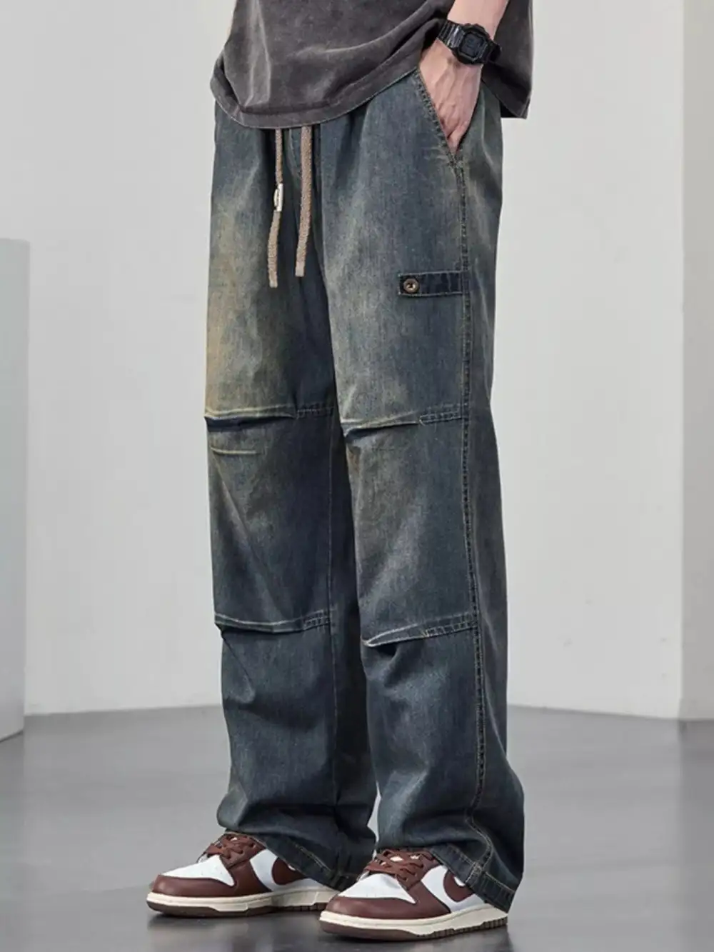 Everyday Wide Leg Drawstring Jeans