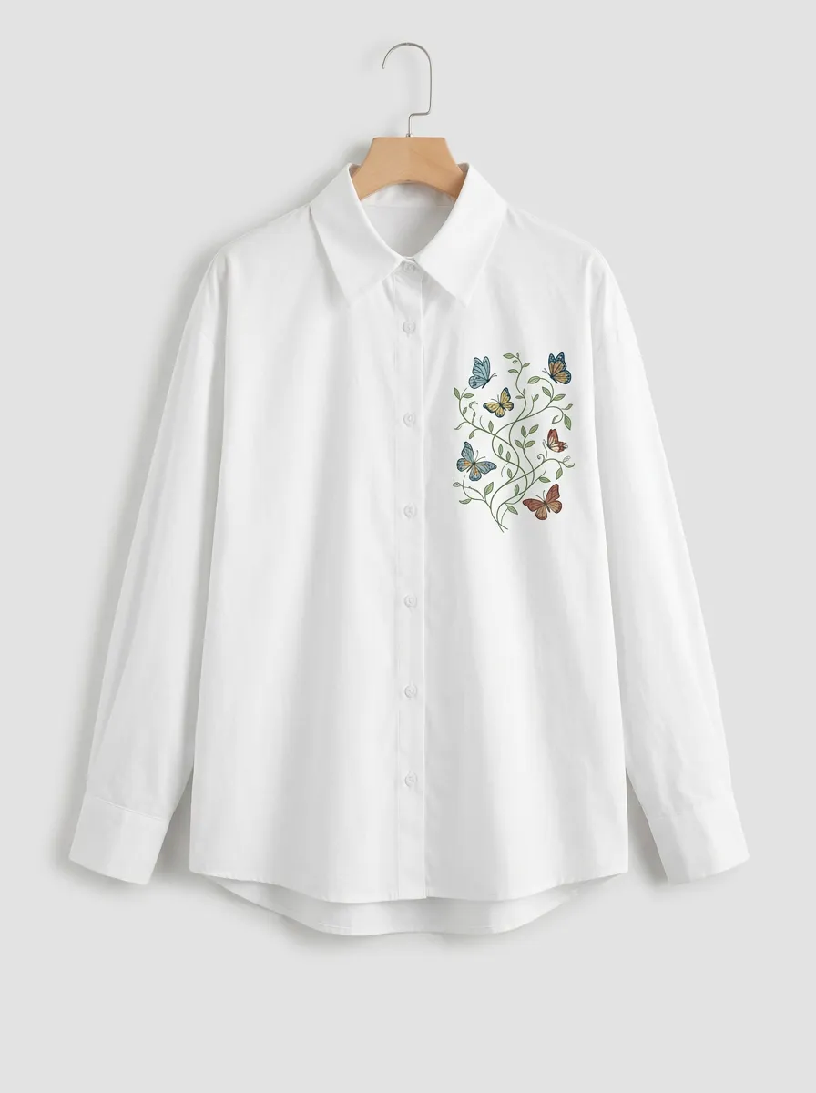 Women's Button-Down Embroidery-Detail Shirt