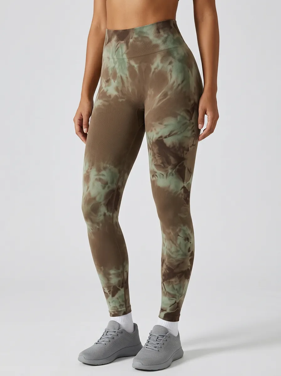 Women's Matte-Finish Tie-Dye Seamless-Look High-Rise Leggings