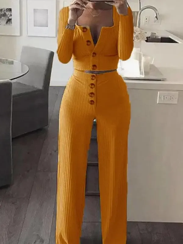 Short Cardigan Long Sleeve Slim Fit Buttoned Casual Suit