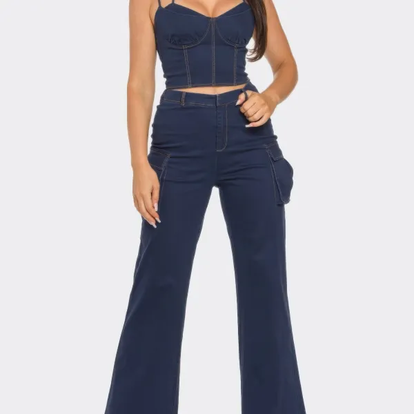 Relaxed Crop Jacket Three Piece Set