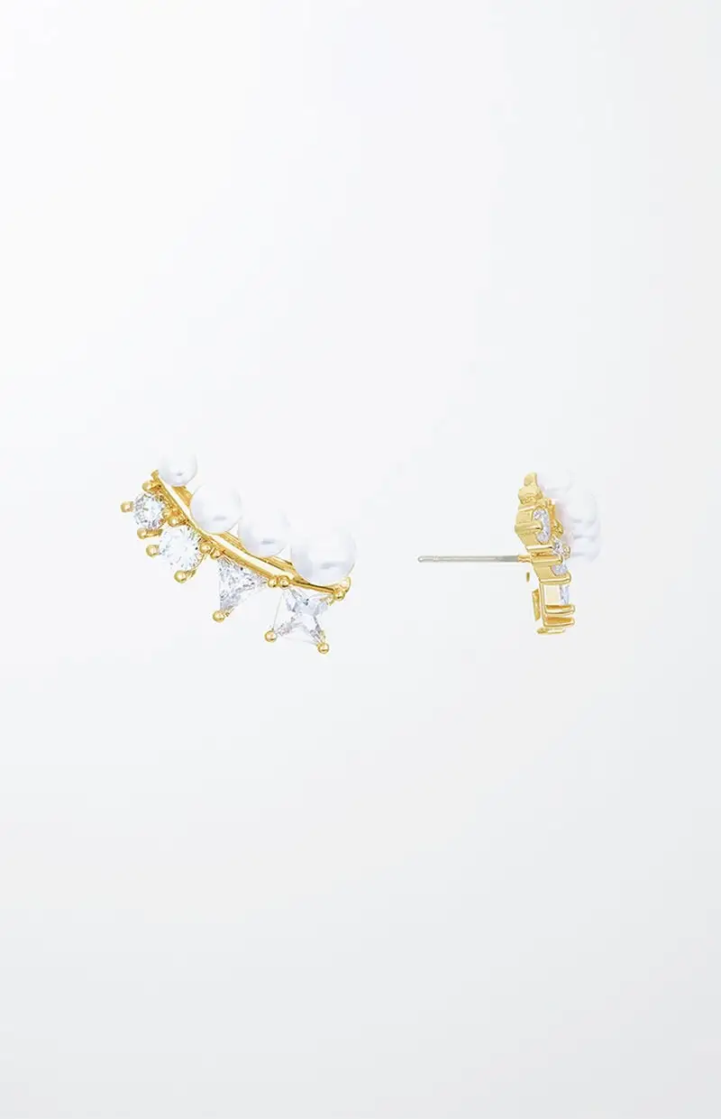 Ettika Crystal & Pearl Three-In-One Ear Crawlers