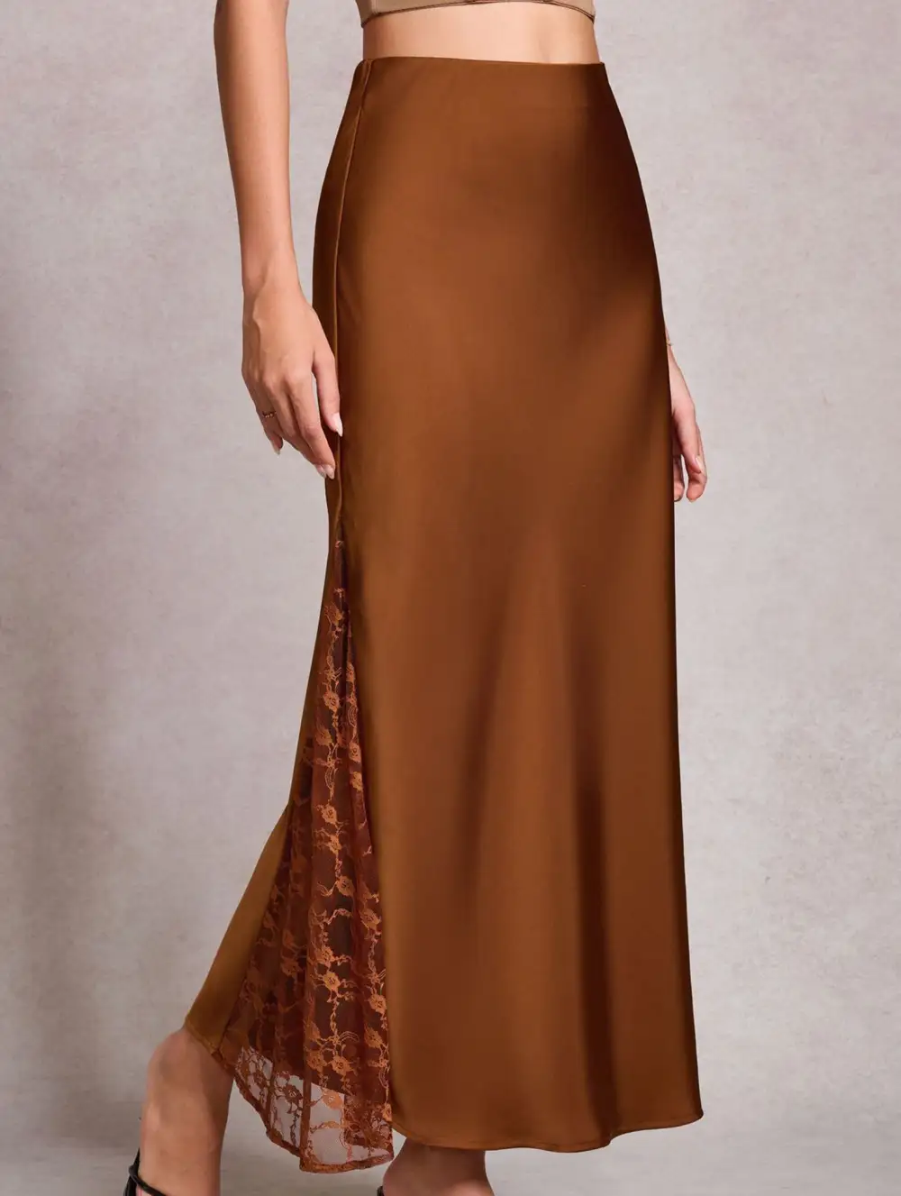 Satin Lace A Line Skirt