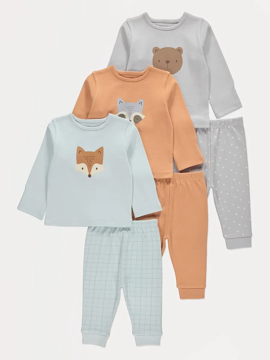 Animal Head Pyjamas 3 Pack