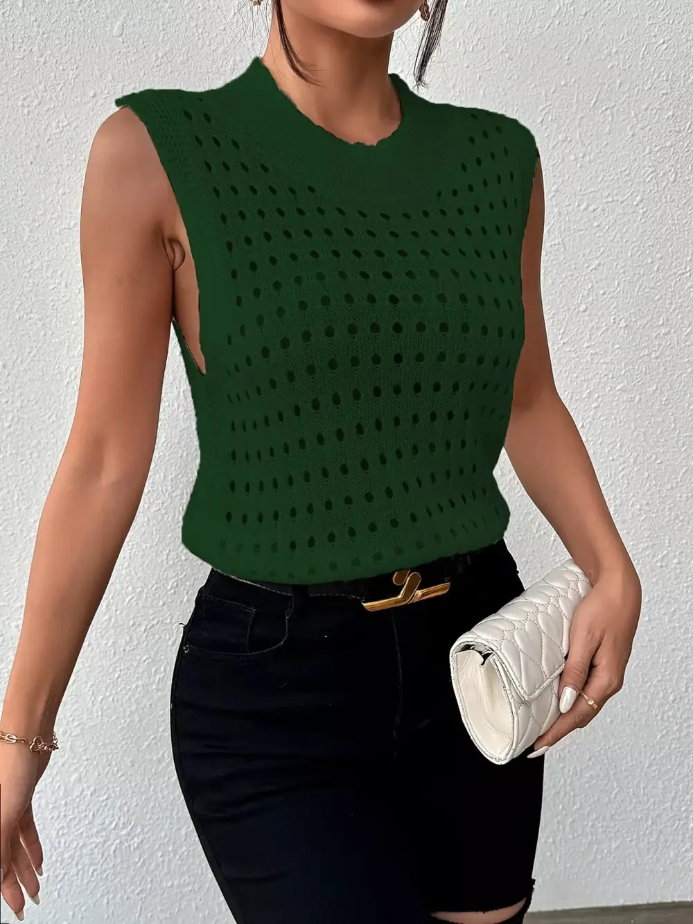Round-Neck Knit Tank Top