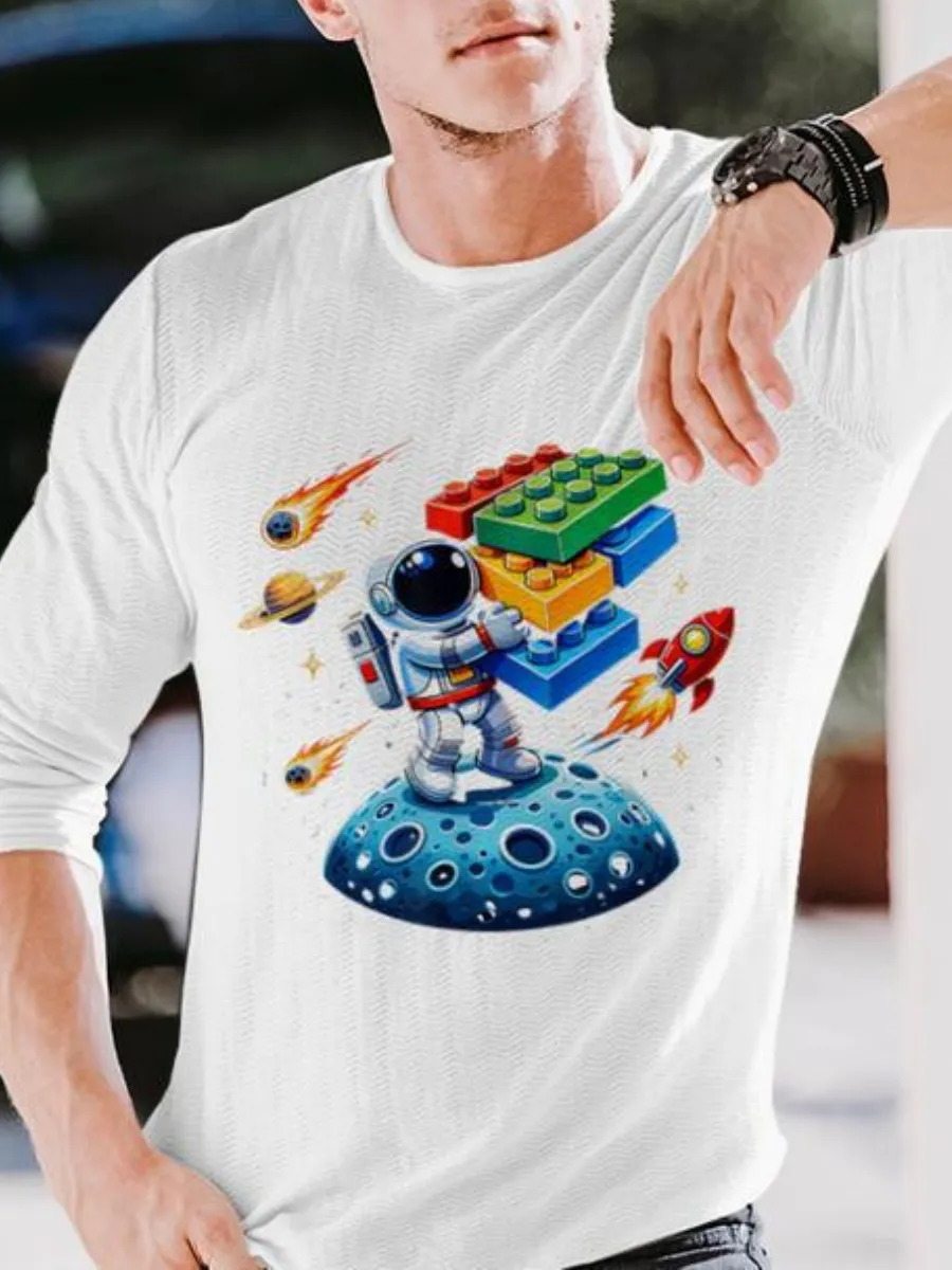 Cute Space Builder Graphic T-Shirt