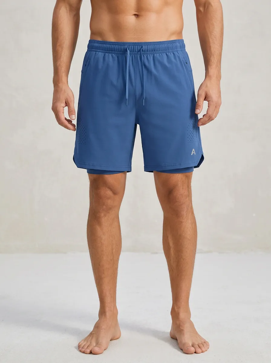 Men's Athletic Fitness Logo Printed Training Shorts
