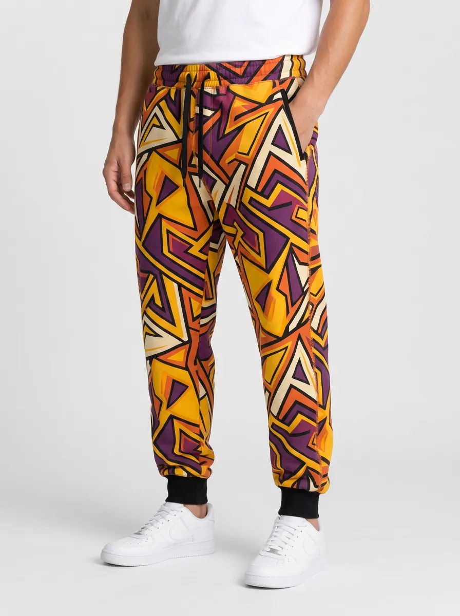 Men's Geometric Statement Athletic Style Joggers