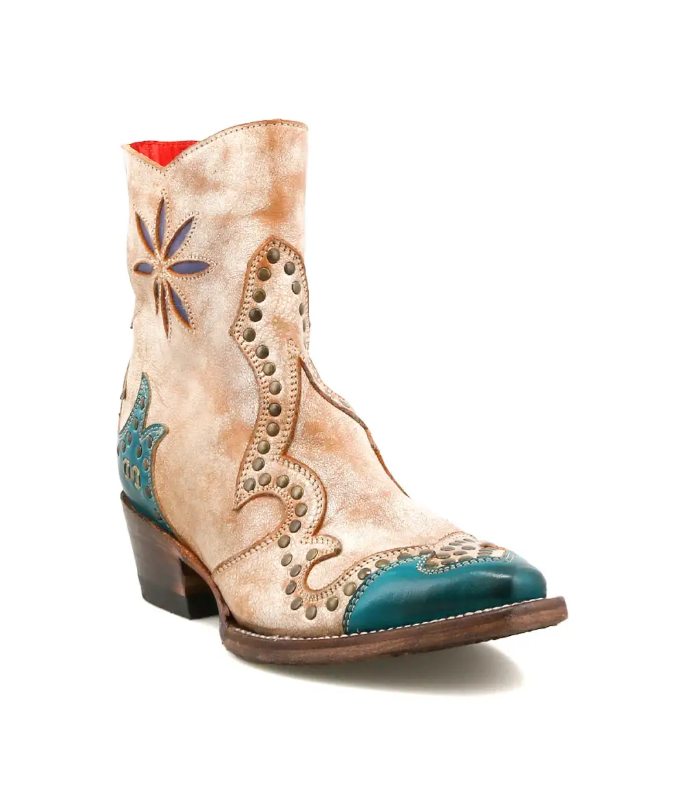 Floral-Stitched Studded Western Boots