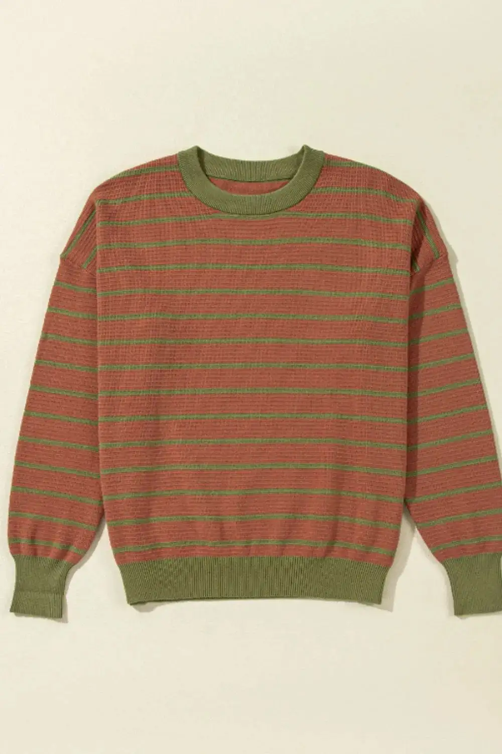 Long Sleeve Round Neck Striped Sweater