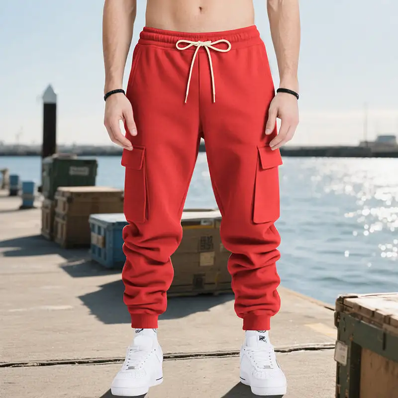 Men's Technical Cargo Pockets Waistband Cargo Pants