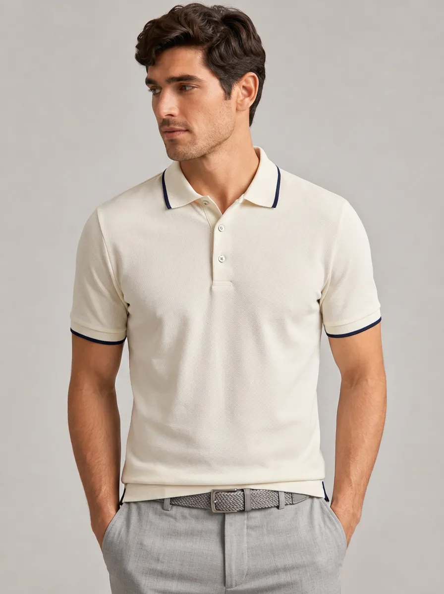 Men's Equestrian Lover Horse Pattern Printed Tipped Polo Shirt