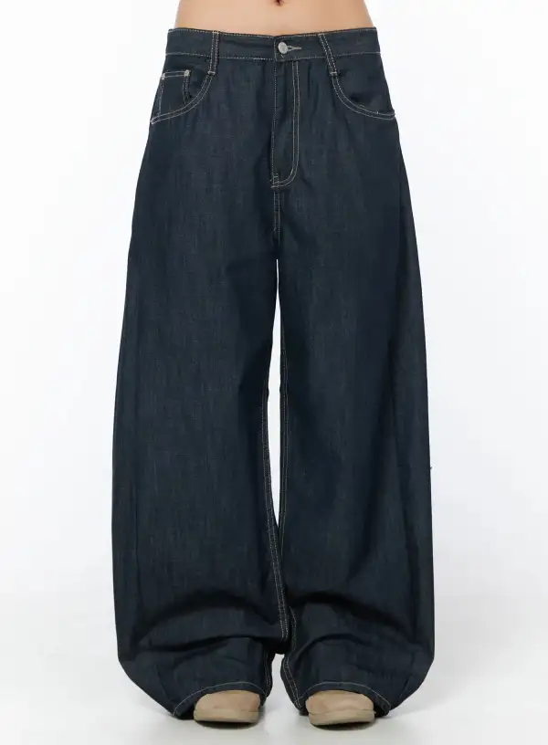 Polyester Wide Leg Jeans