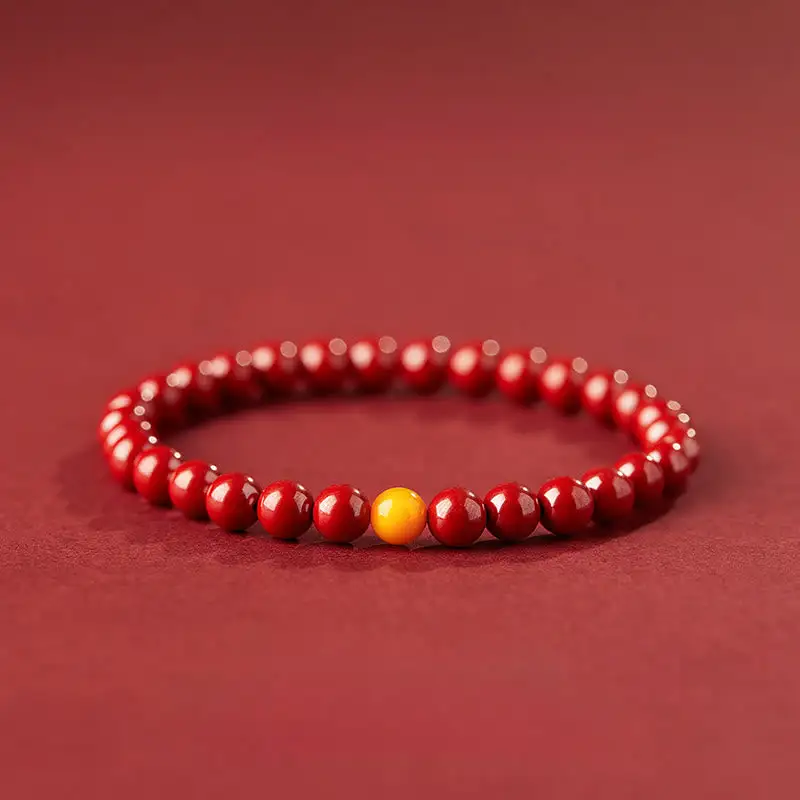 Natural Cinnabar Amber Stone Bracelet