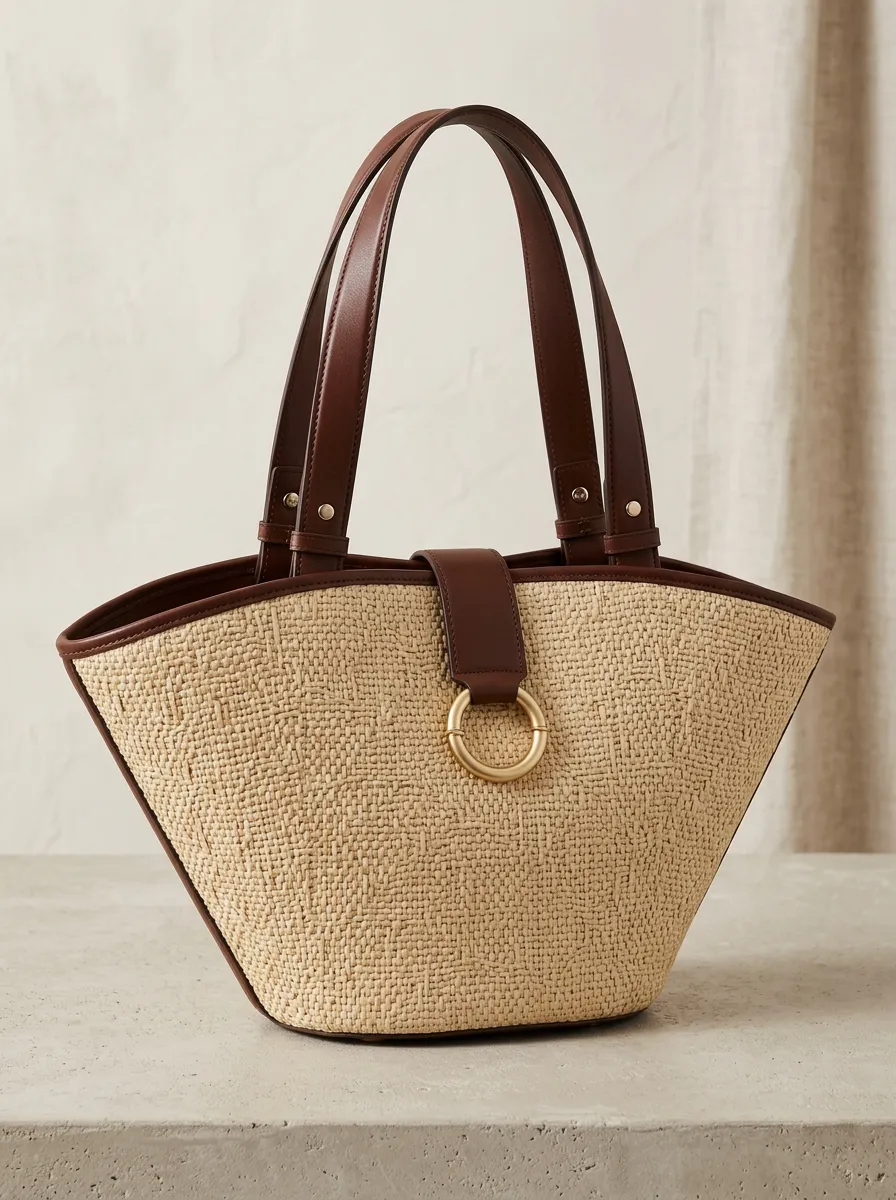 Modern Woven Straw-Style Women's Tote Bag