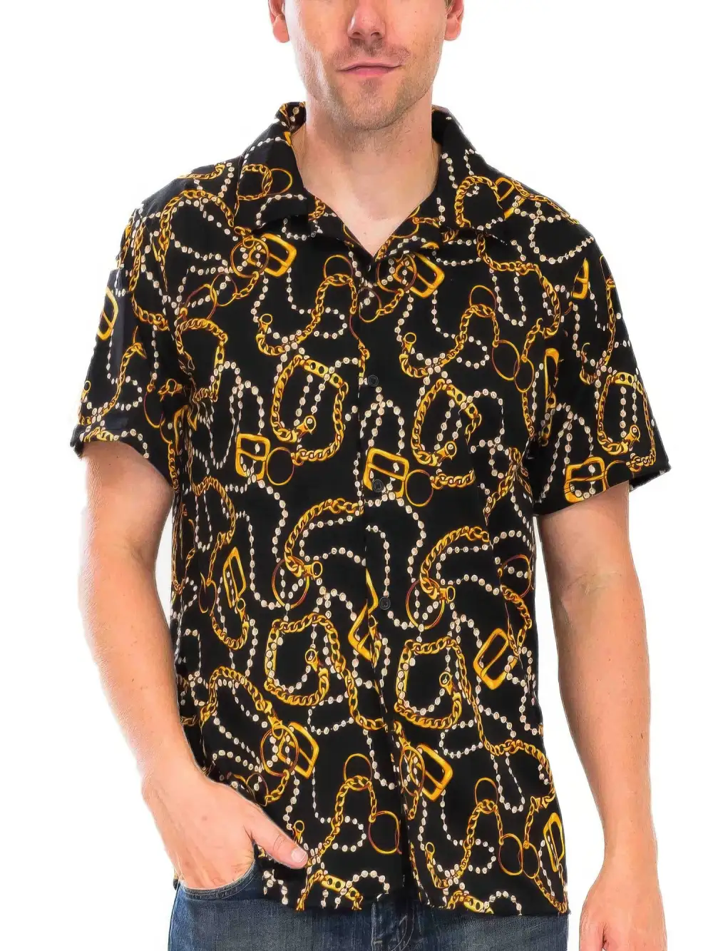Men's String Bead Status Button-Down Shirt