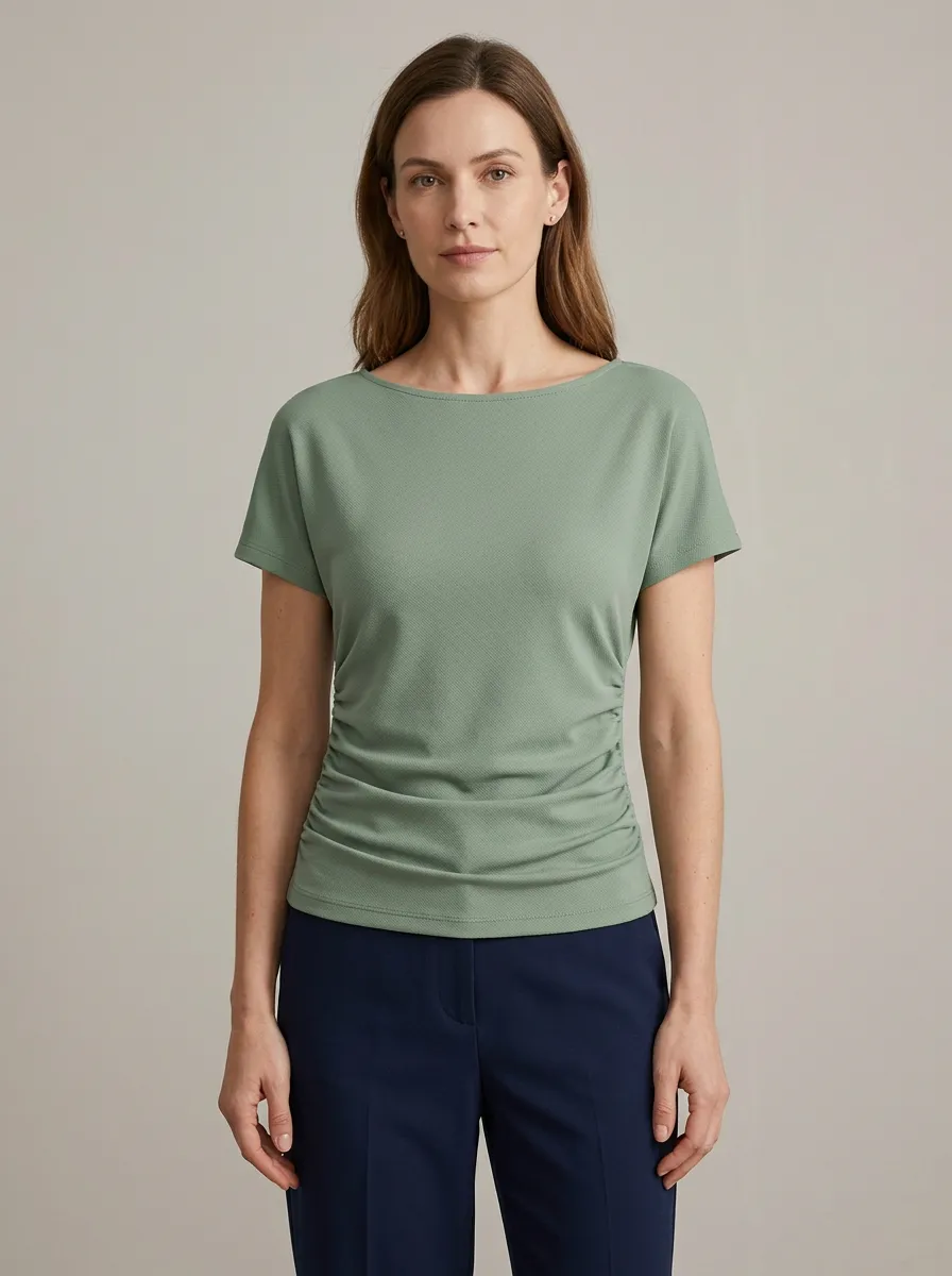 Side-Ruched Ruched Waist-Shaped Fitted Top
