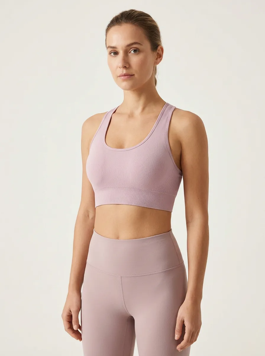 Women's Rose-Detail Scoop-Neck Racerback Sports Bra