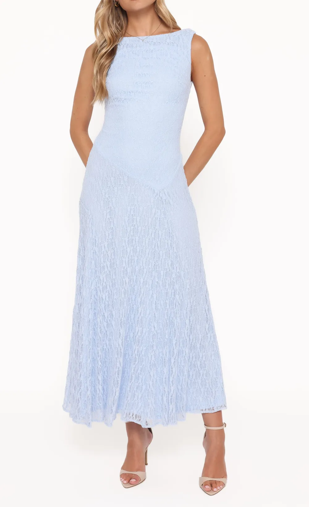 Sleeveless Boat Neck Maxi Dress