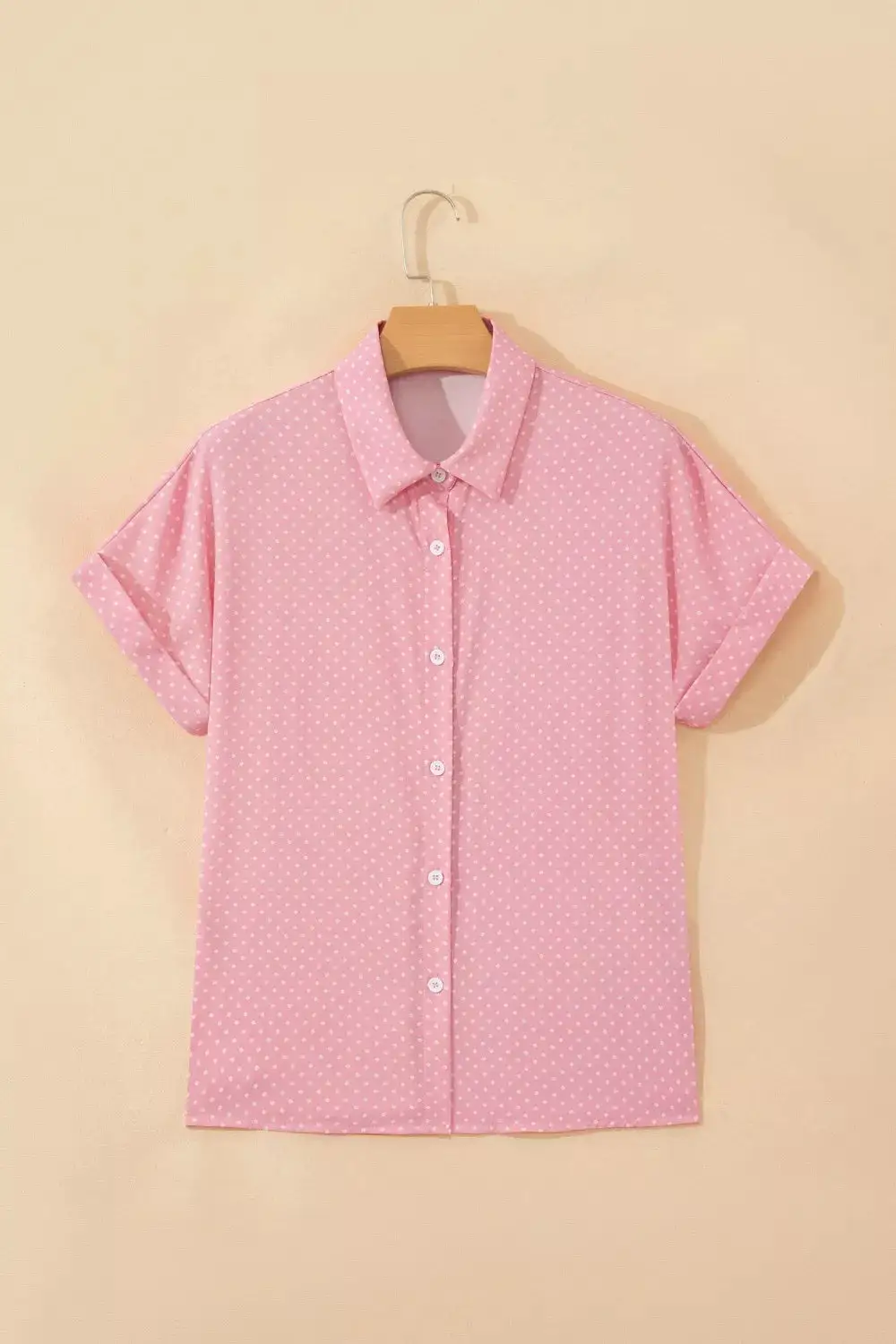 Casual Polka Dot Print Button Down Shirt