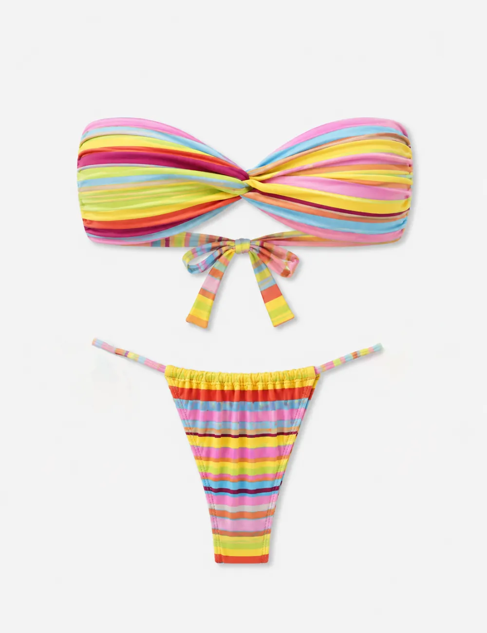Rainbow Horizontal Bandeau Two Piece Bikini Set