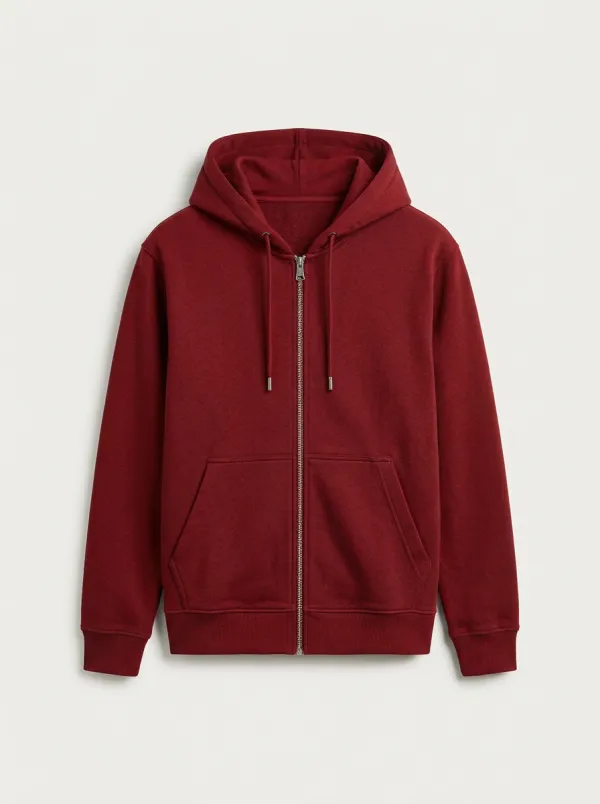 Modern Zip-Up Minimalist Solid Finish Men's Hoodie