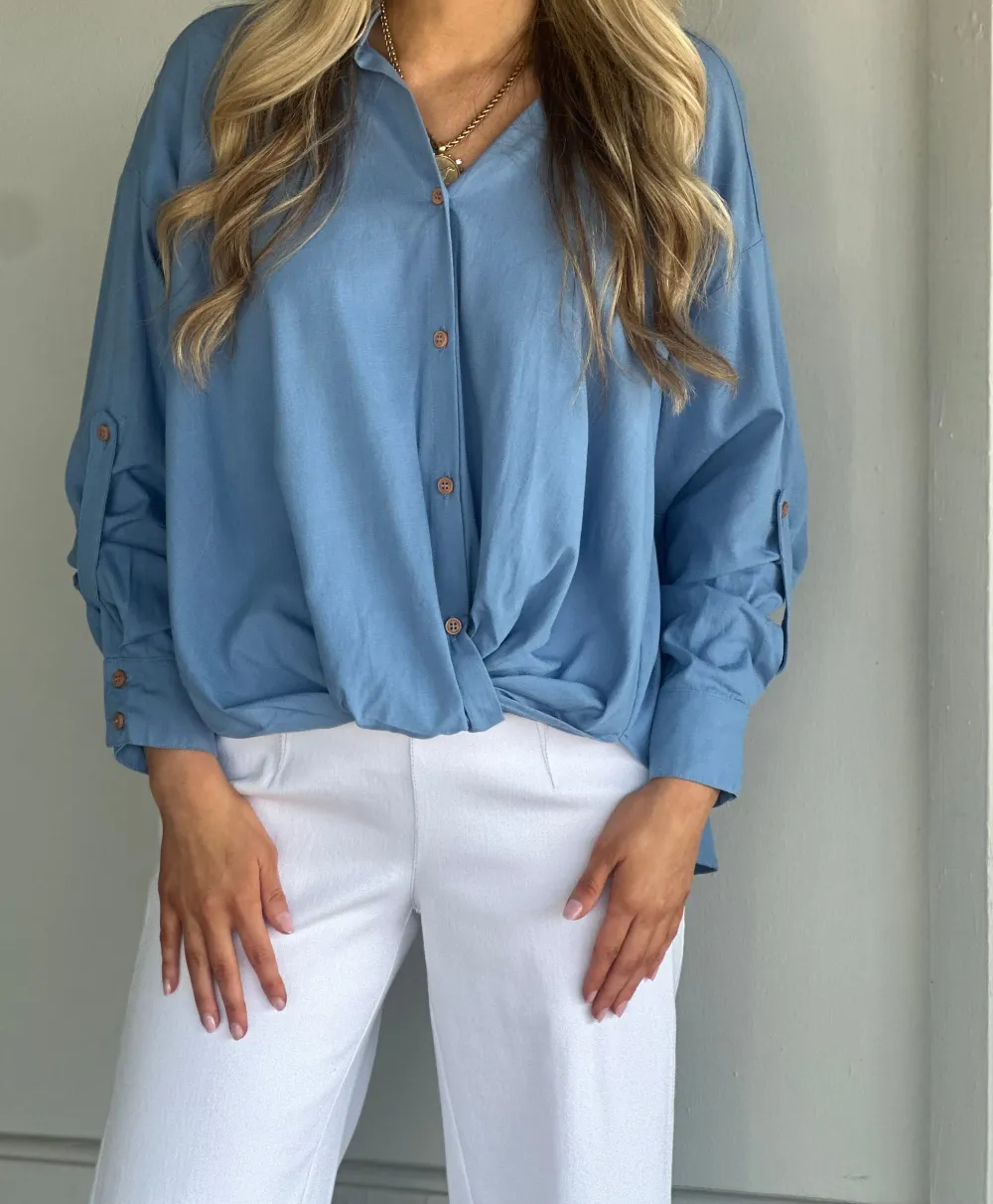 Knot Front Button Down Shirt
