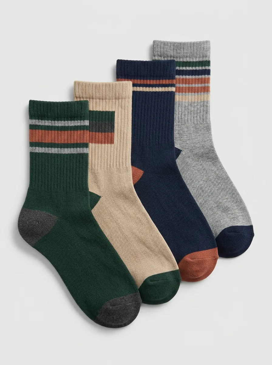 Classic Striped Men's Four-Pair Long Socks