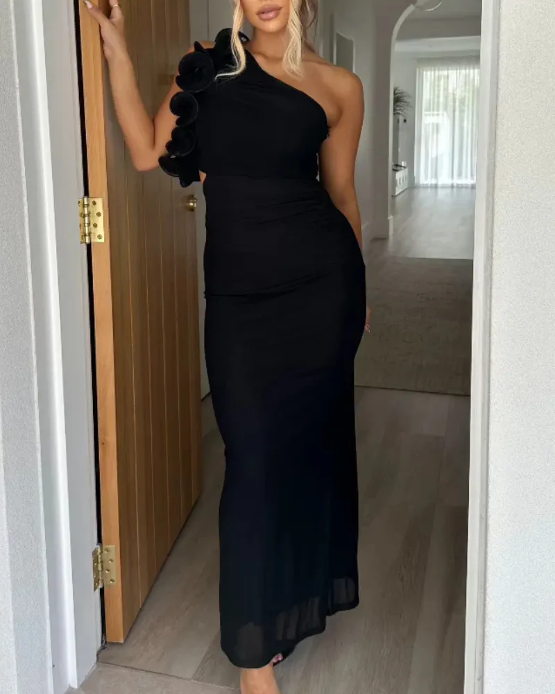 Off Shoulder Ruffled Maxi Dress