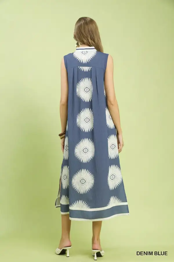 Sleeveless Geometric Midi Dress