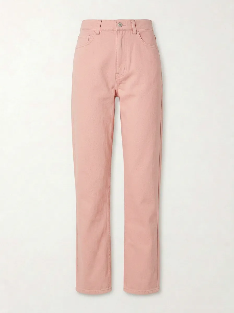 Women's Casual Minimalist Off-White Mid-Rise Straight Leg Pants