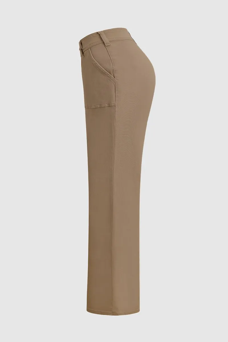 Solid Slant Pocket Low Rise Flare Jeans