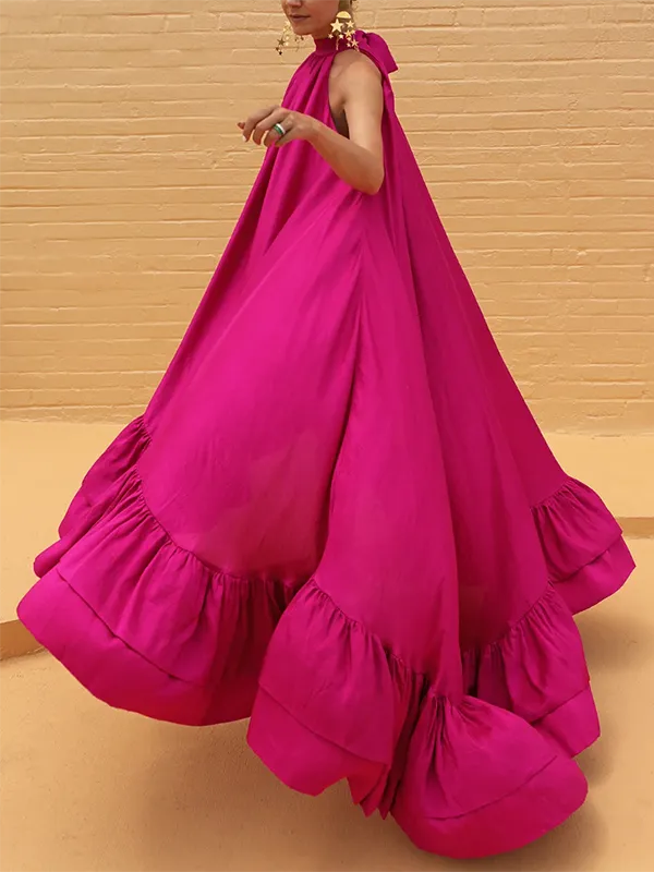 Women's Loose Fit Ruffled Maxi Dress