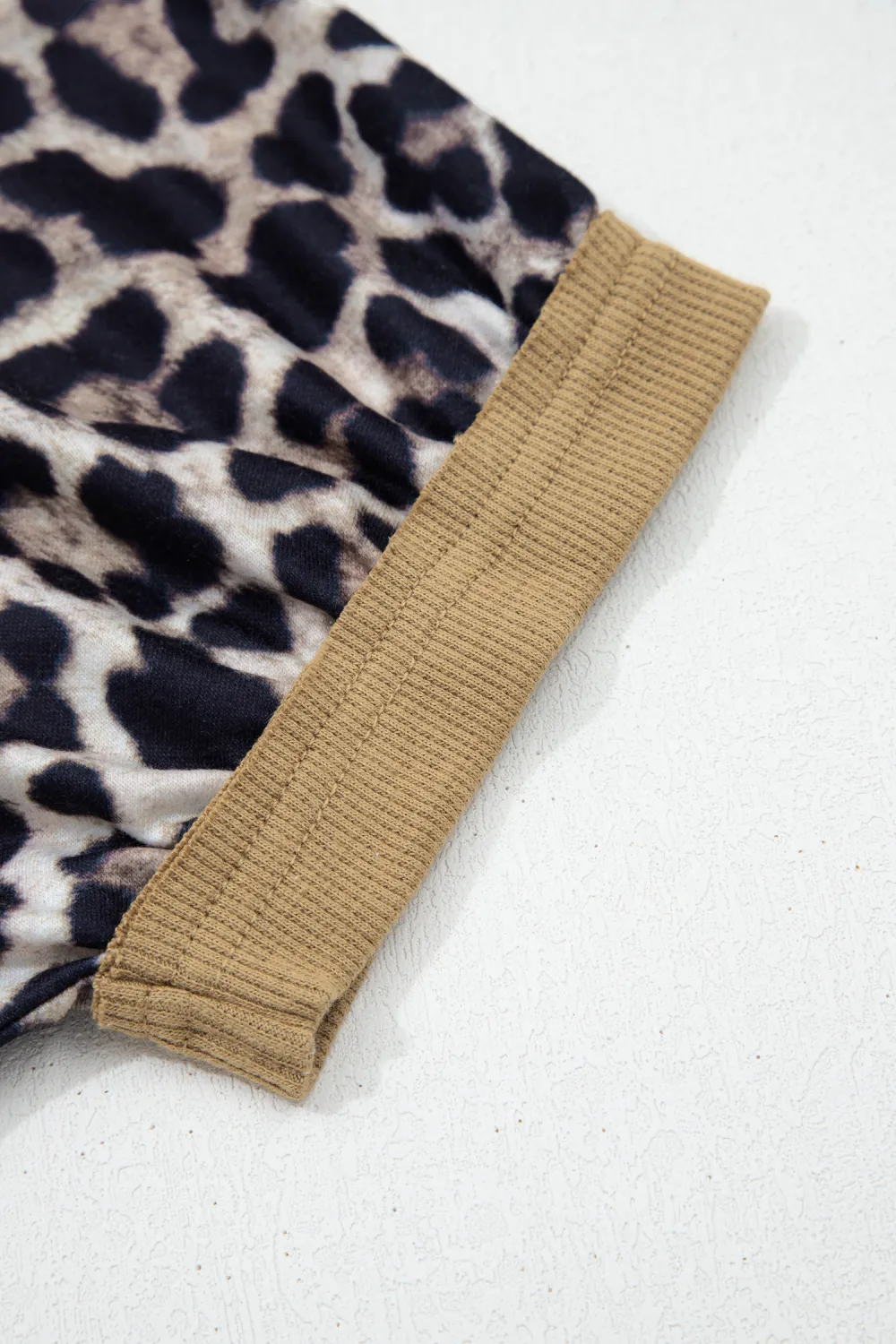 Brown Leopard Print Block Patchwork Top