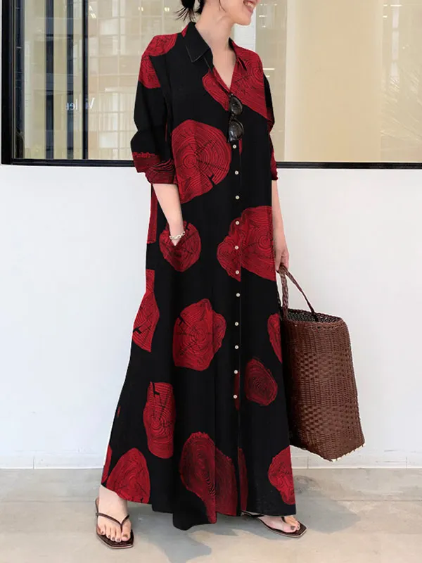 Printed Long Shirt Maxi Dress