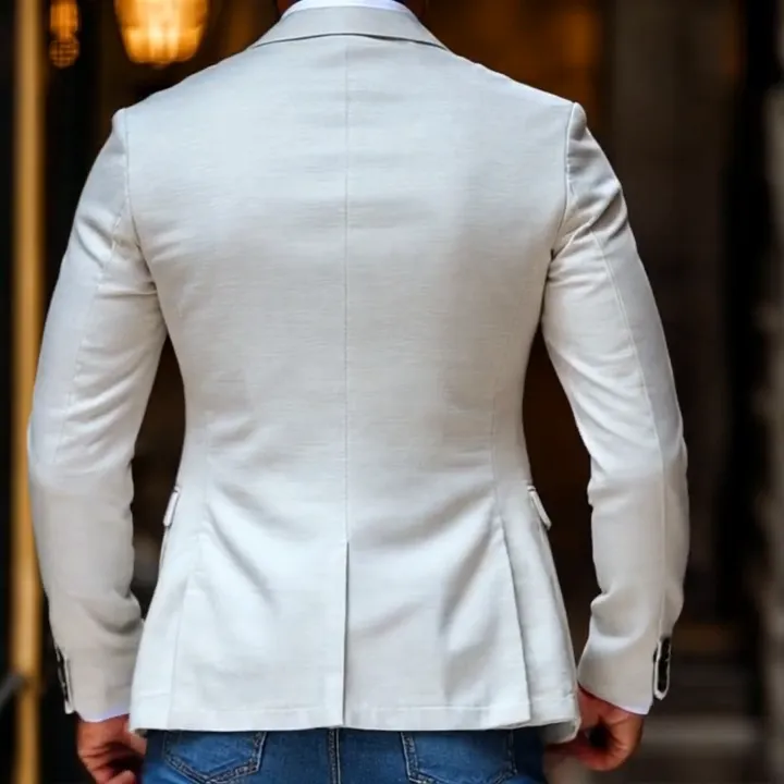 Buttoned Relaxed Woven Blazer