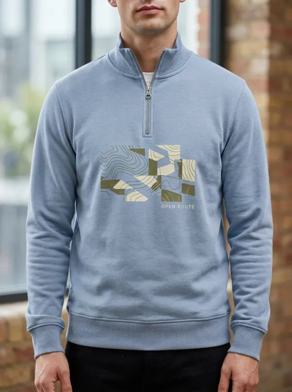 Quarter-Zip Topographic Men's Half-Zip Sweatshirt