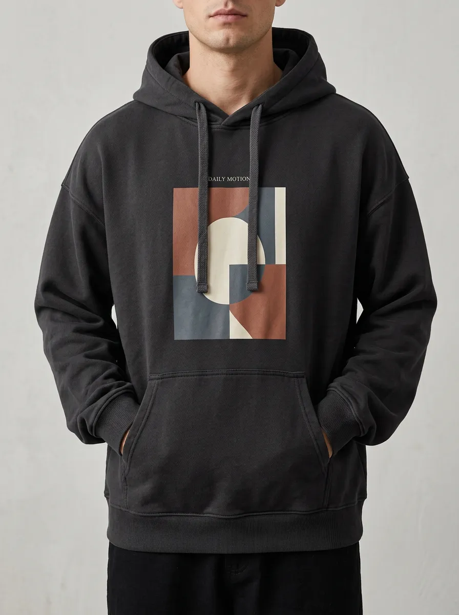 Men's Abstract Geometric Daily Motion Print Hoodie
