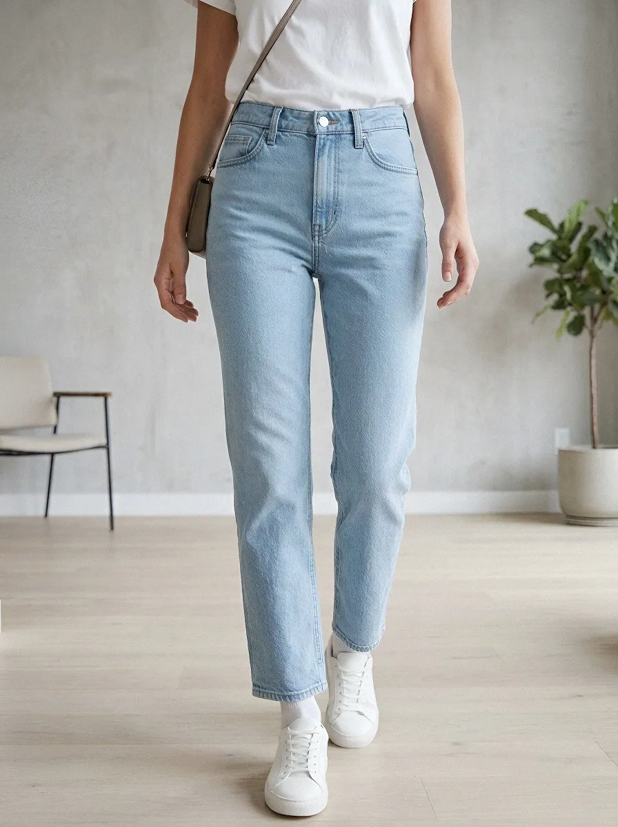 Vintage-Wash Women's Straight-Leg Jeans