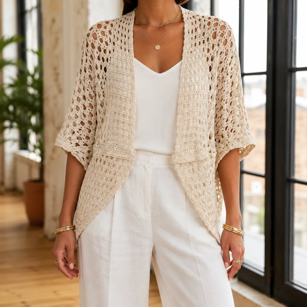 Open-Knit Soft Knit Cardigan