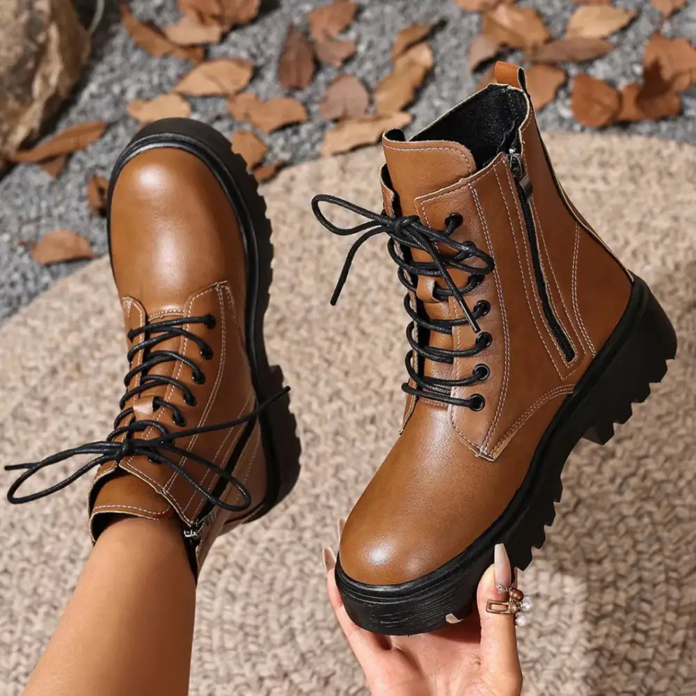 Lace Up Ankle Combat Boots