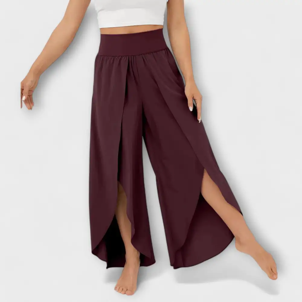 Flared Leg Relaxed Fit Lightweight Trousers