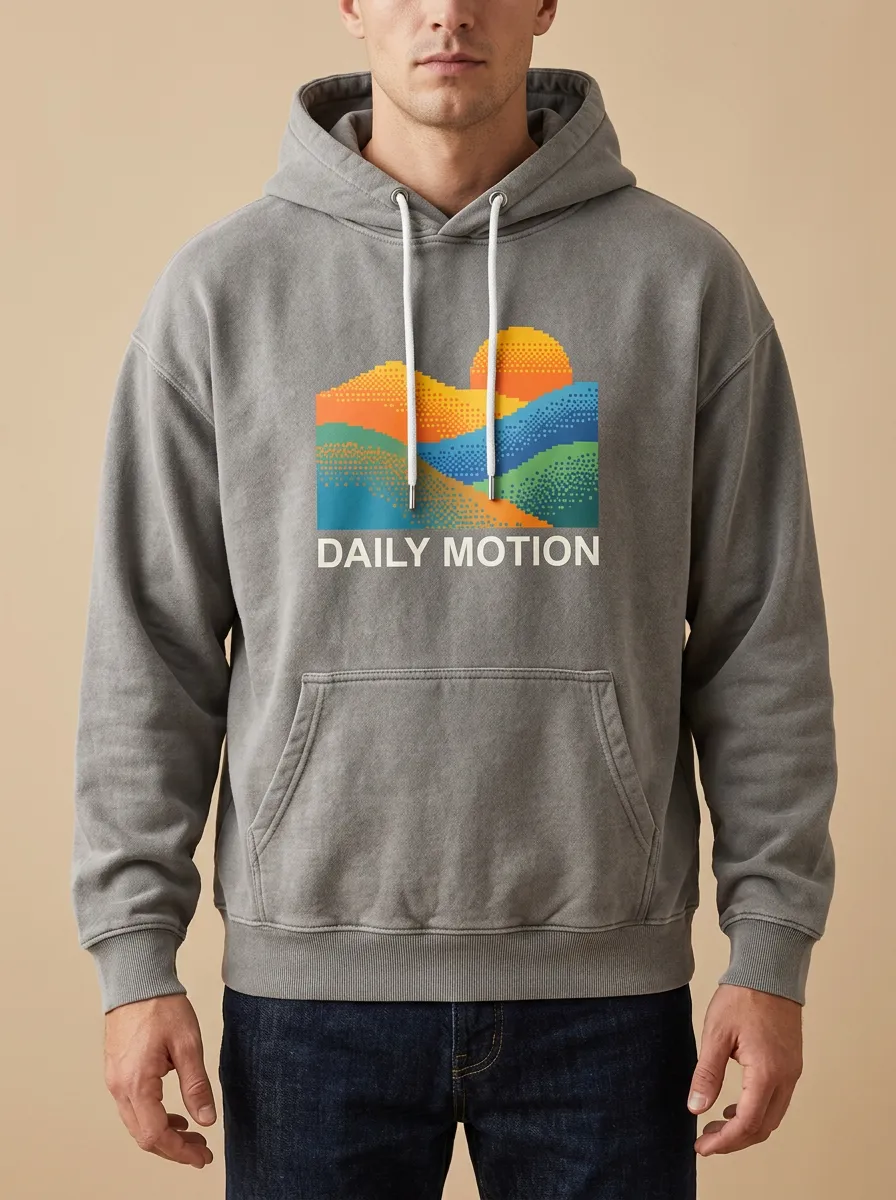 Men's Pixel Landscape Daily Motion Print Hoodie