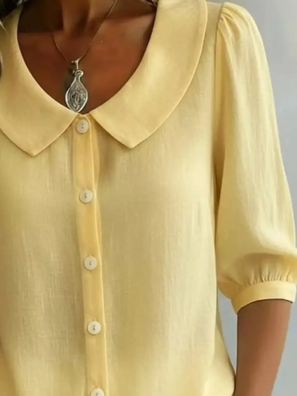 Peter Pan Collar Button Down Shirt Plus