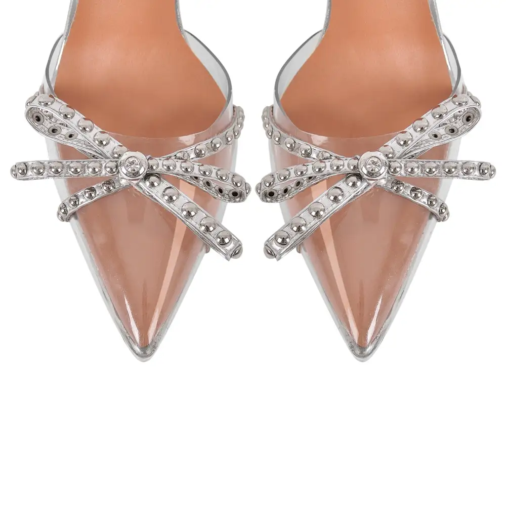 Sleek Rivet Pointed Toe Stiletto Ankle Strap Pumps
